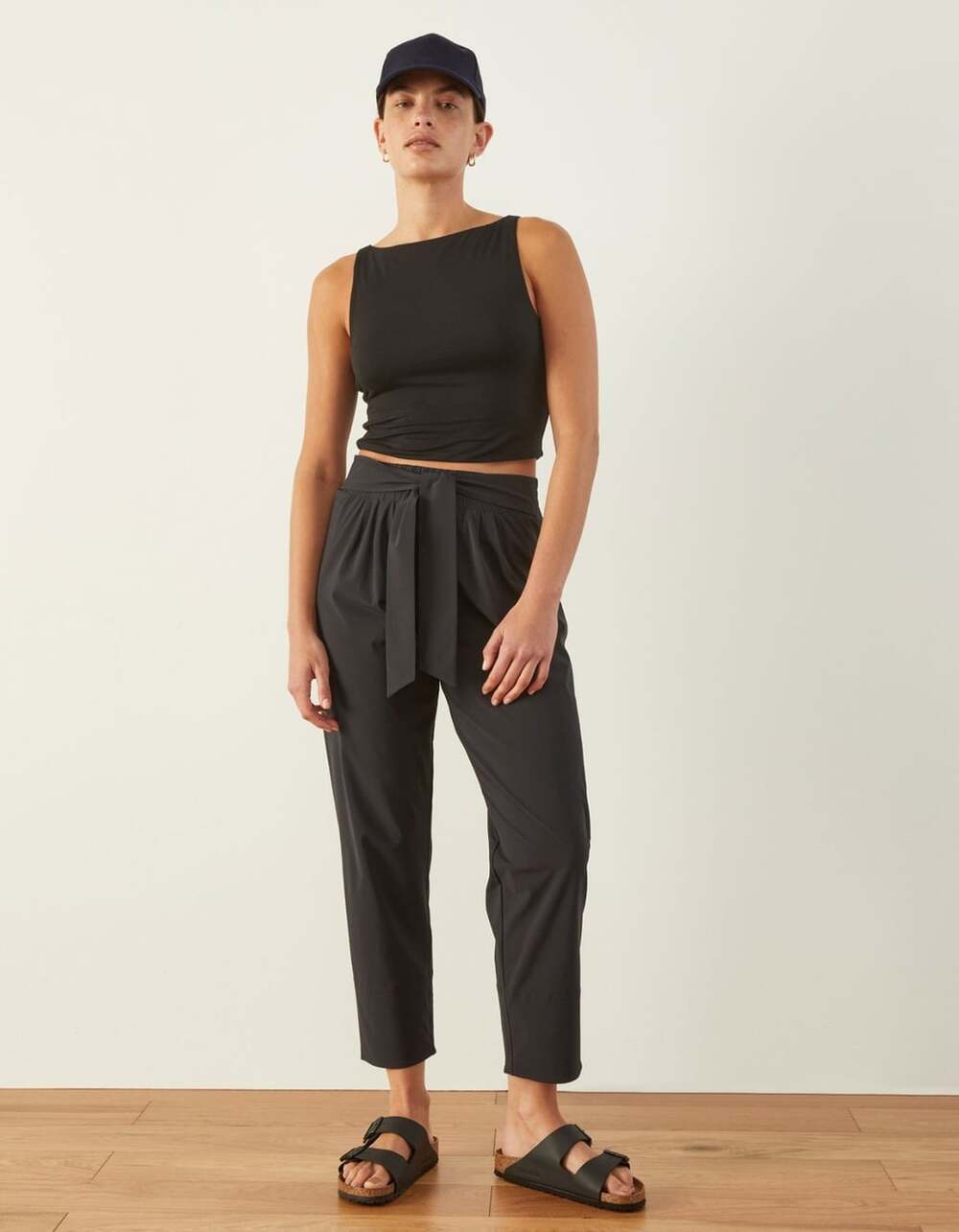 ADAY Women's Size Small Black Easy Days High Rise Cropped Belted Pants